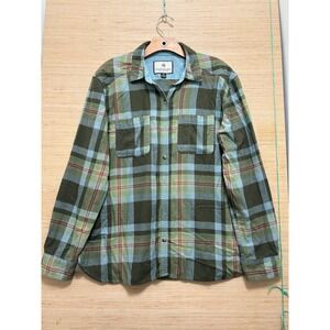 Legendary‎ Whitetails Mens LG Green Blue Plaid Flannel Button Down Shirt Pockets